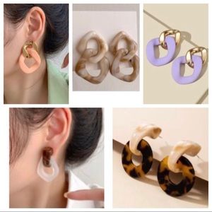 5/$25🤎Minimalist Geometric Chain Statement Earrings | Tortoise | Lucite | NWT